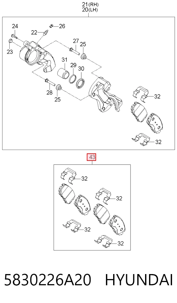 5830226A20 Hyundai/Kia Колодки гальмівні задні, дискові