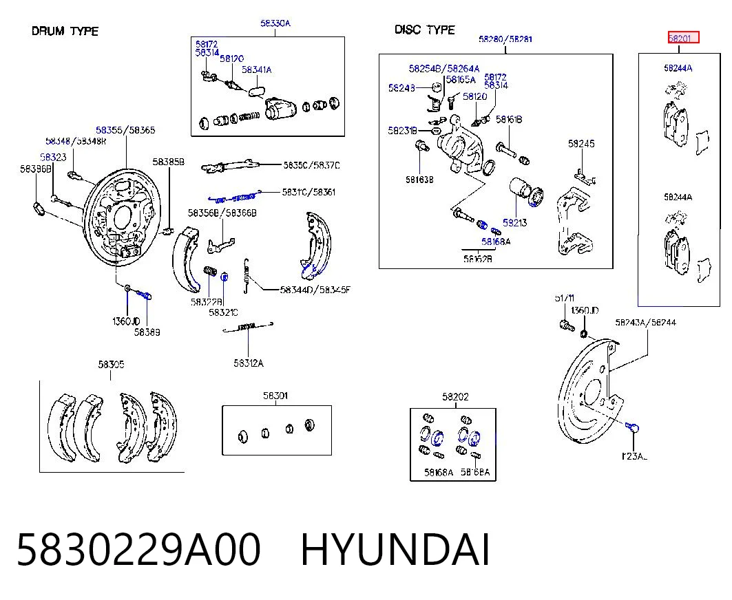 5830229A00 Hyundai/Kia Колодки гальмівні задні, дискові