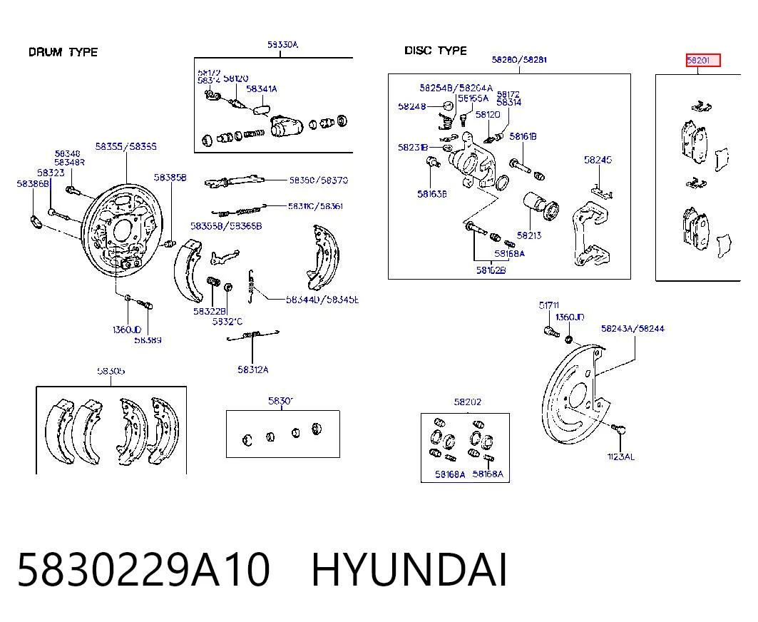 5830229A10 Hyundai/Kia Колодки гальмівні задні, дискові