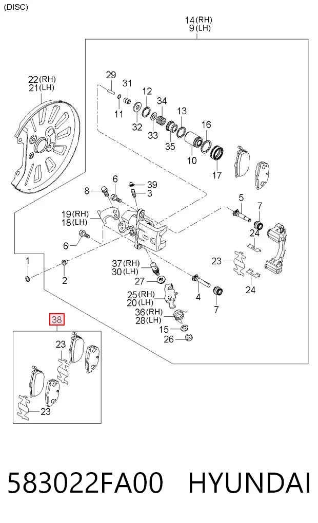 583022FA00 Hyundai/Kia Колодки гальмівні задні, дискові