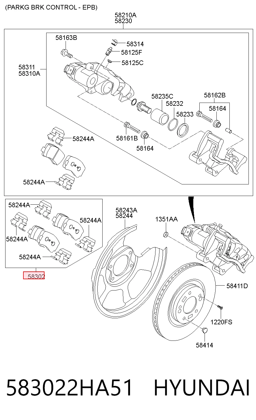583022HA51 Hyundai/Kia Колодки гальмівні задні, дискові