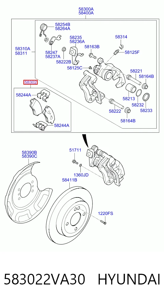 583022VA30 Hyundai/Kia Колодки гальмівні задні, дискові