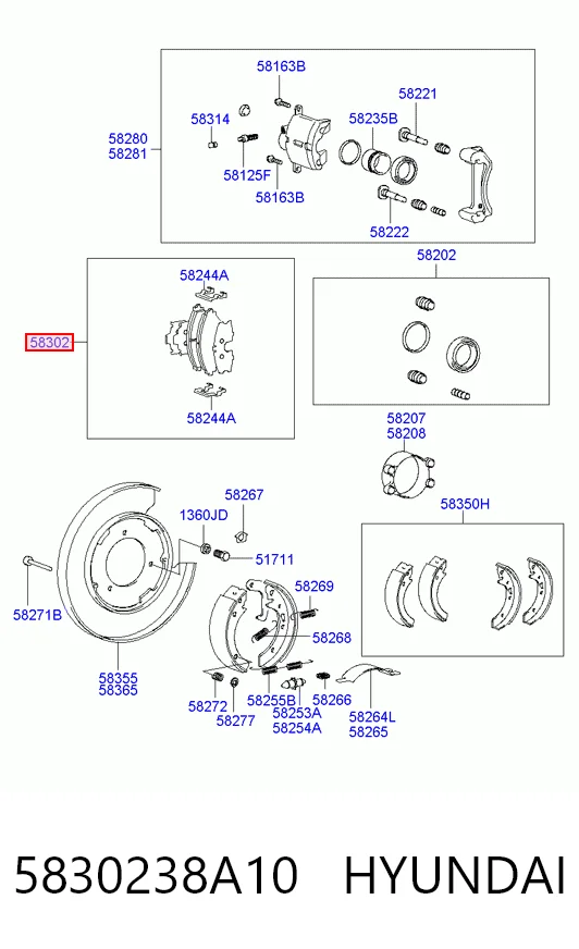 5830238A10 Hyundai/Kia Колодки гальмівні задні, дискові