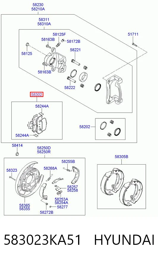 583023KA51 Hyundai/Kia Колодки гальмівні задні, дискові