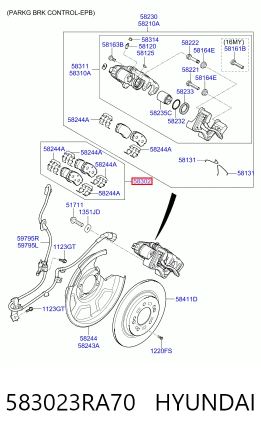 583023RA70 Hyundai/Kia Колодки гальмівні задні, дискові