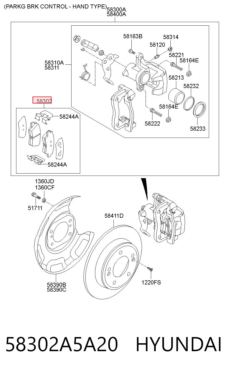 58302A5A20 Hyundai/Kia Колодки гальмівні задні, дискові