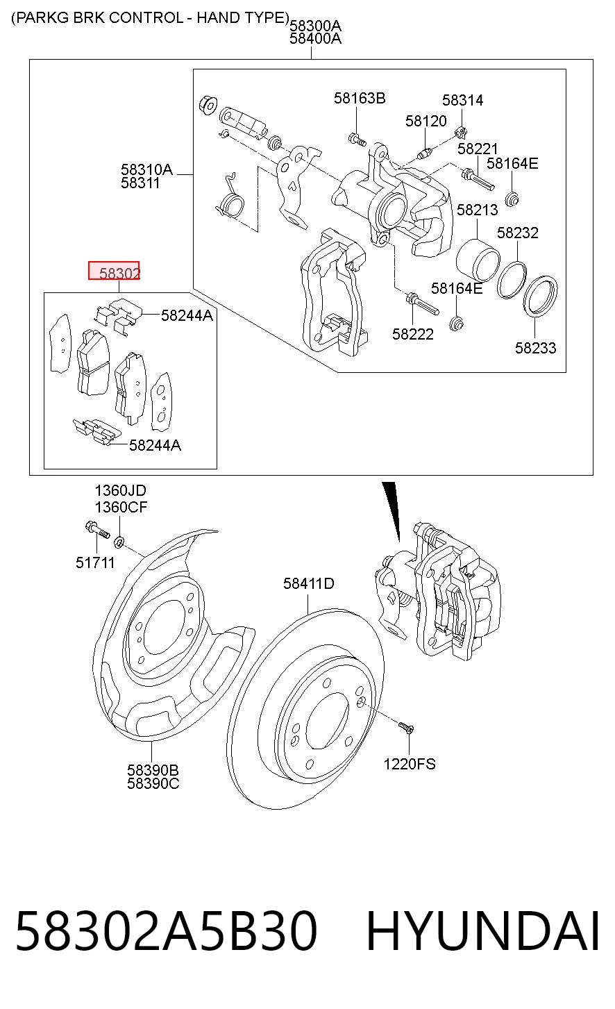 58302A5B30 Hyundai/Kia Колодки гальмівні задні, дискові