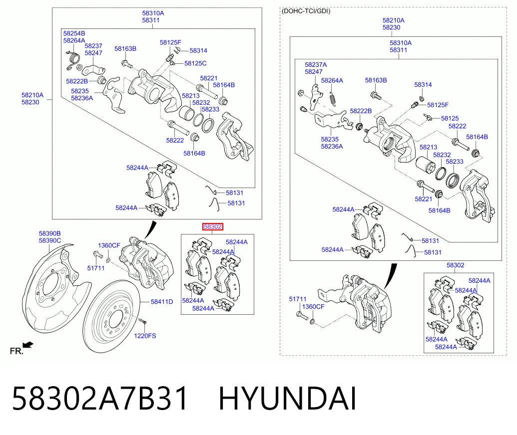 58302A7B31 Hyundai/Kia Колодки гальмівні задні, дискові