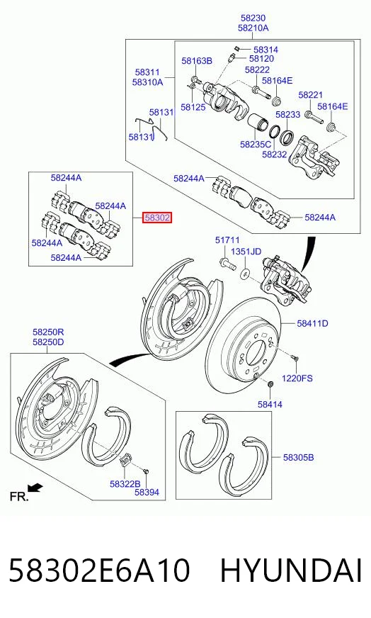 58302E6A10 Hyundai/Kia Колодки гальмівні задні, дискові