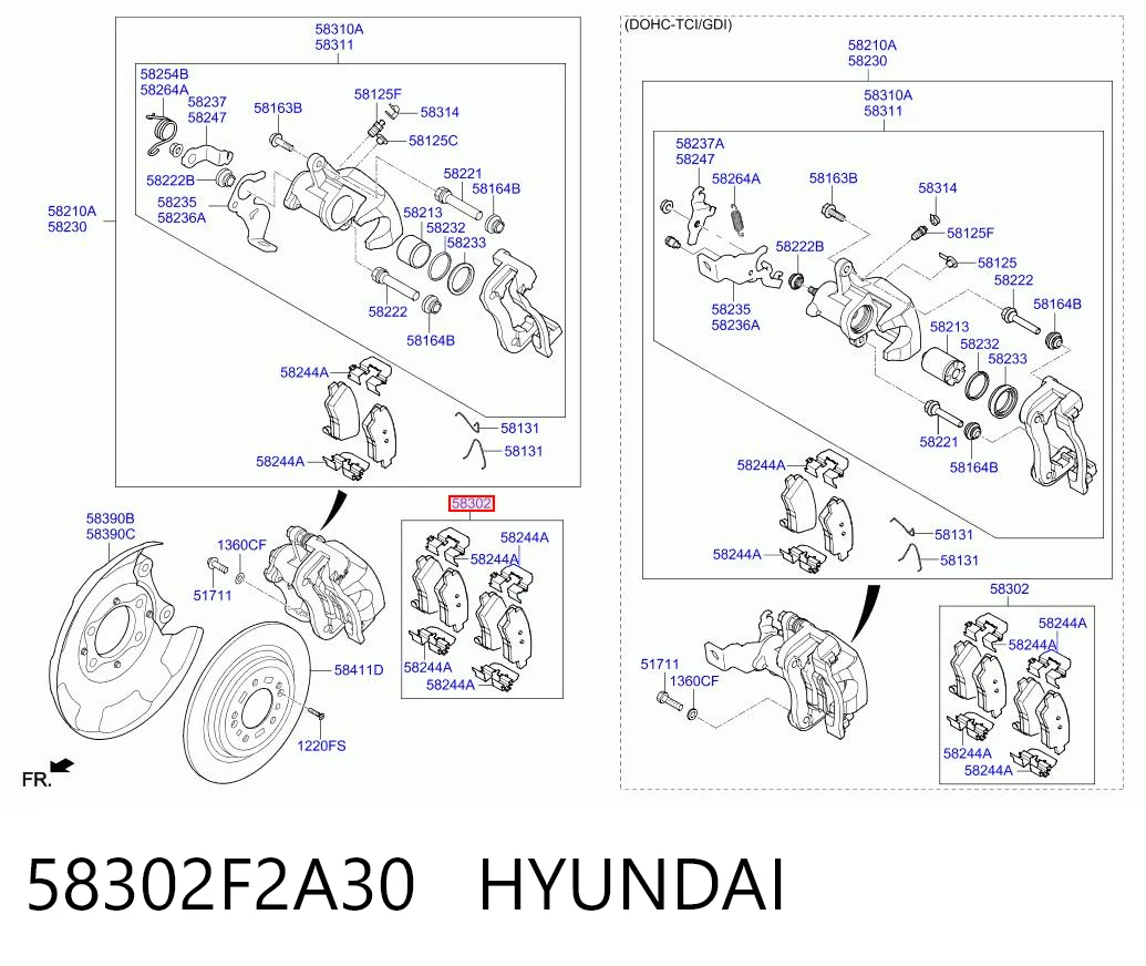 58302F2A30 Hyundai/Kia Колодки гальмівні задні, дискові