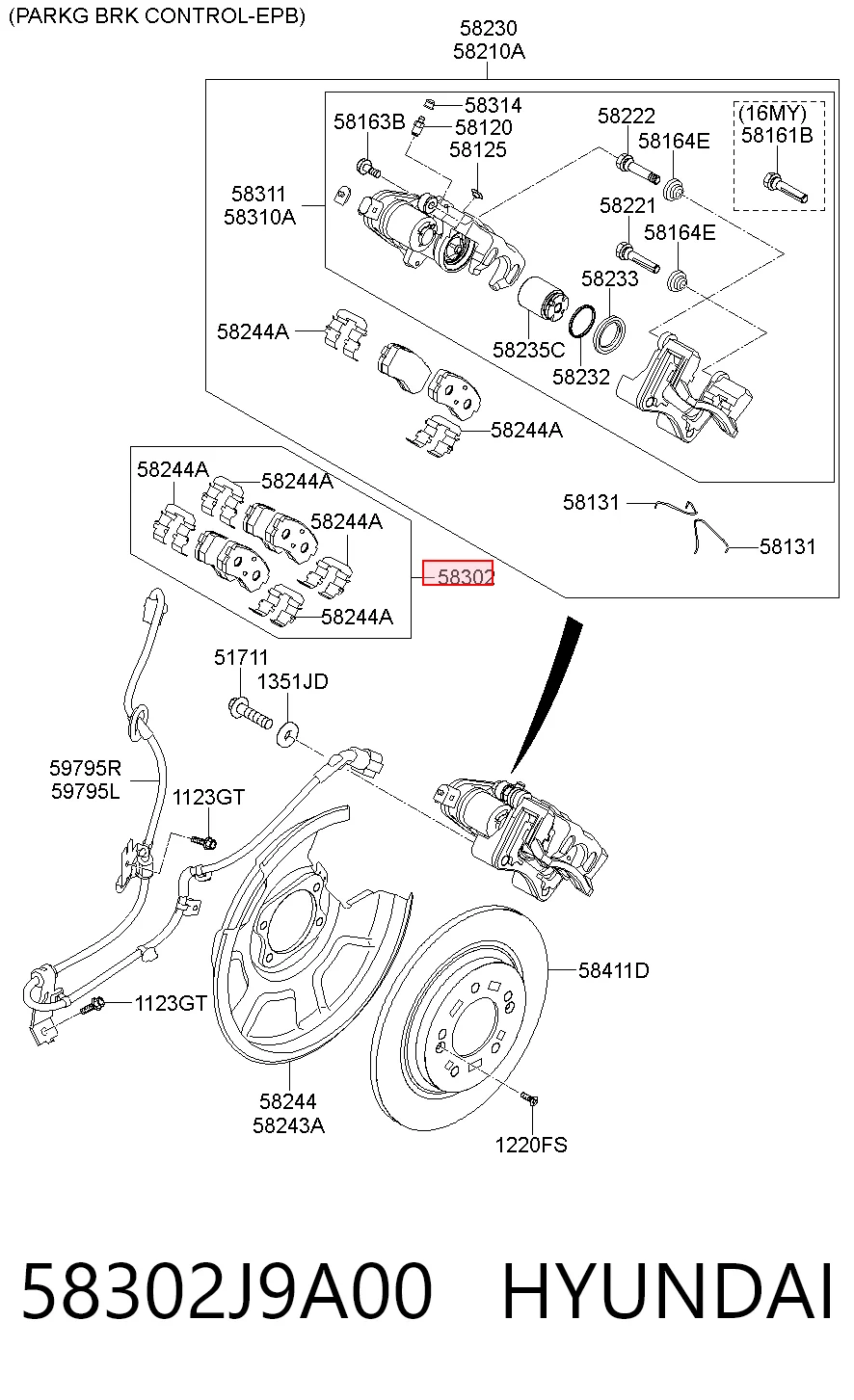 58302J9A00 Hyundai/Kia Колодки гальмівні задні, дискові