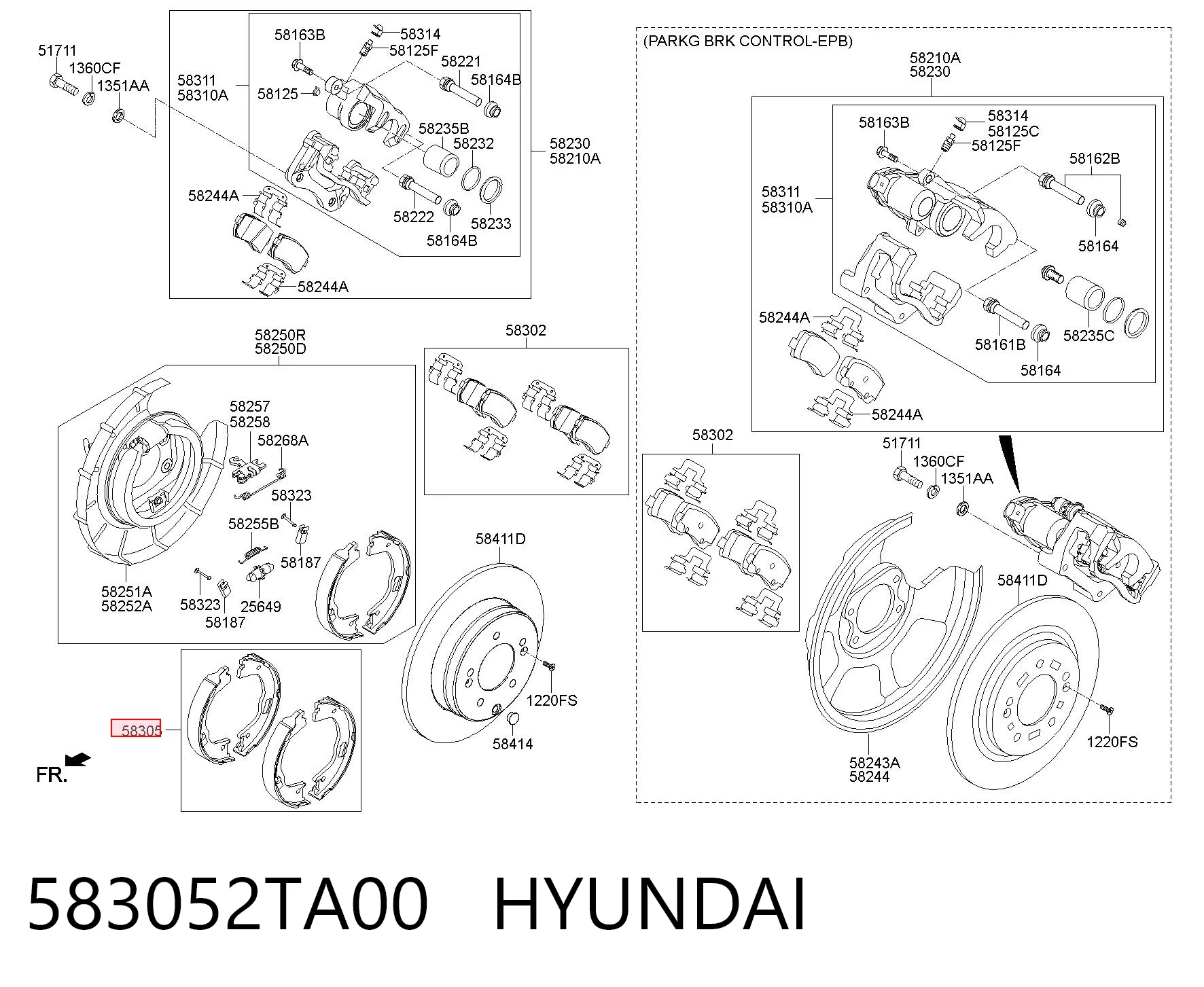 583052TA00 Hyundai/Kia Гальмівні колодки ручника