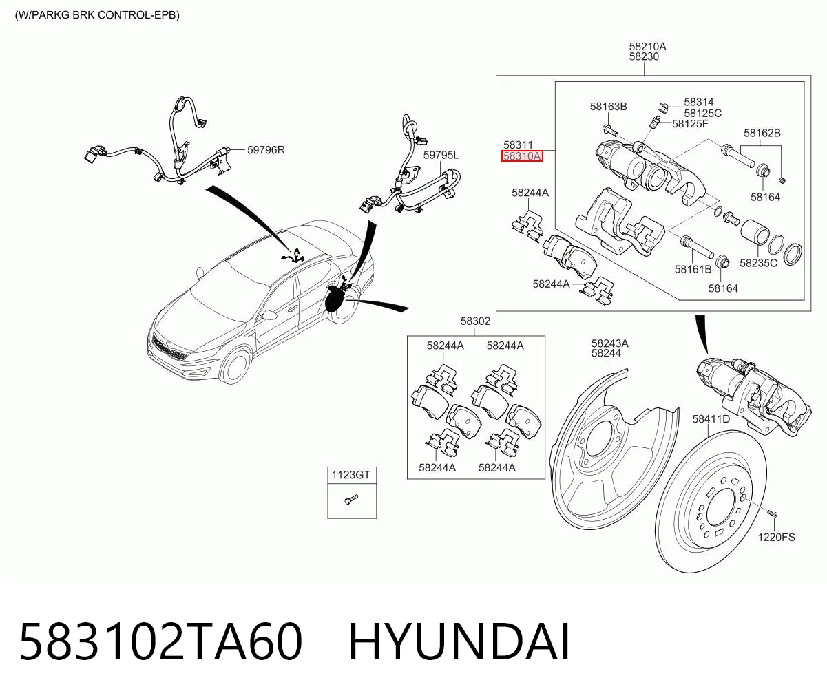 583102TA60 Hyundai/Kia Супорт гальмівний задній лівий