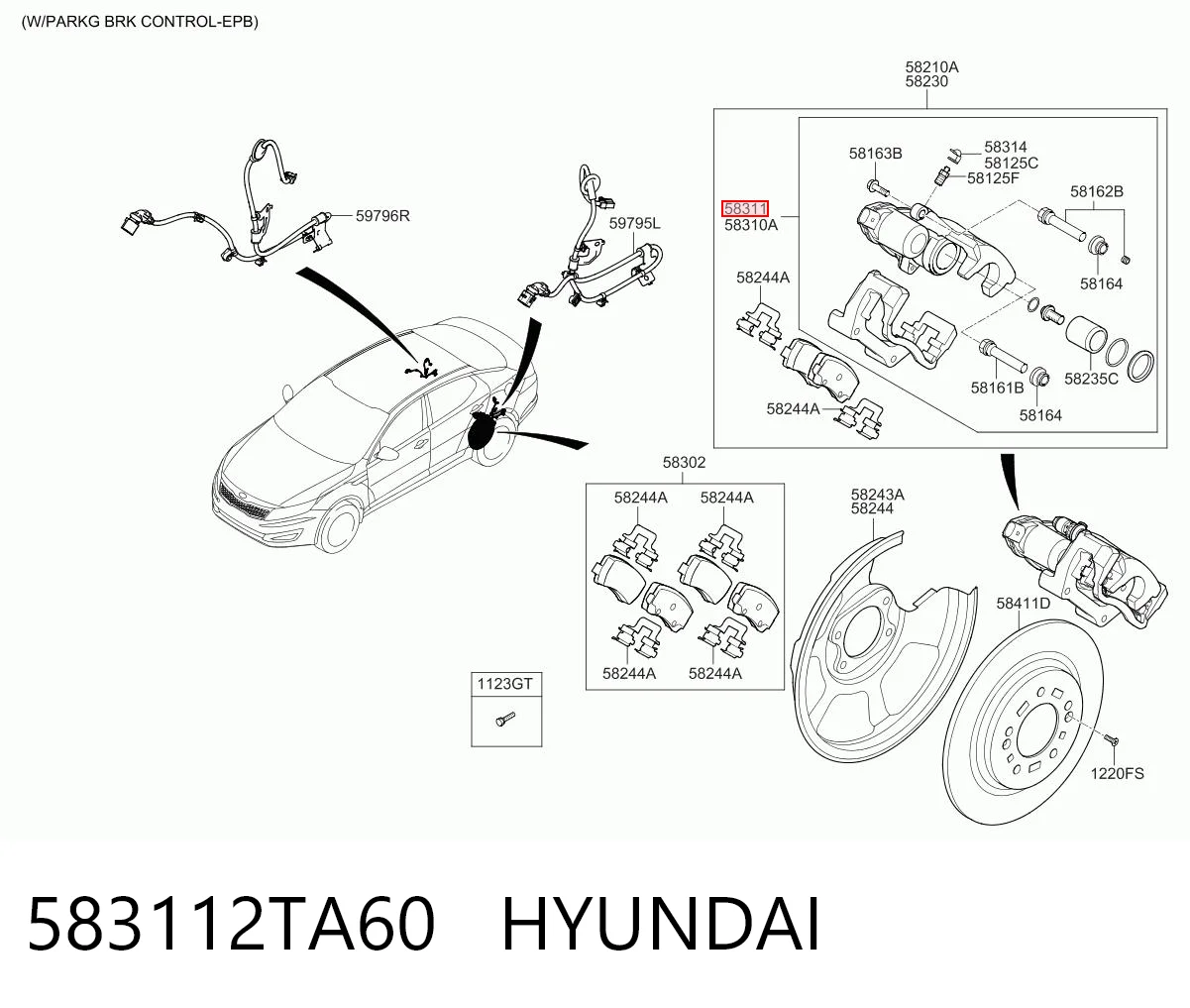 583112TA60 Hyundai/Kia Супорт гальмівний задній правий
