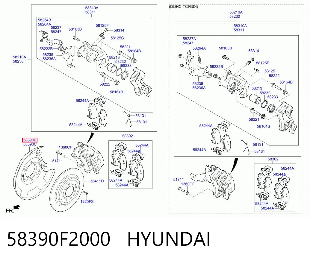 58390F2000 Hyundai/Kia Захист гальмівного диска заднього, лівого