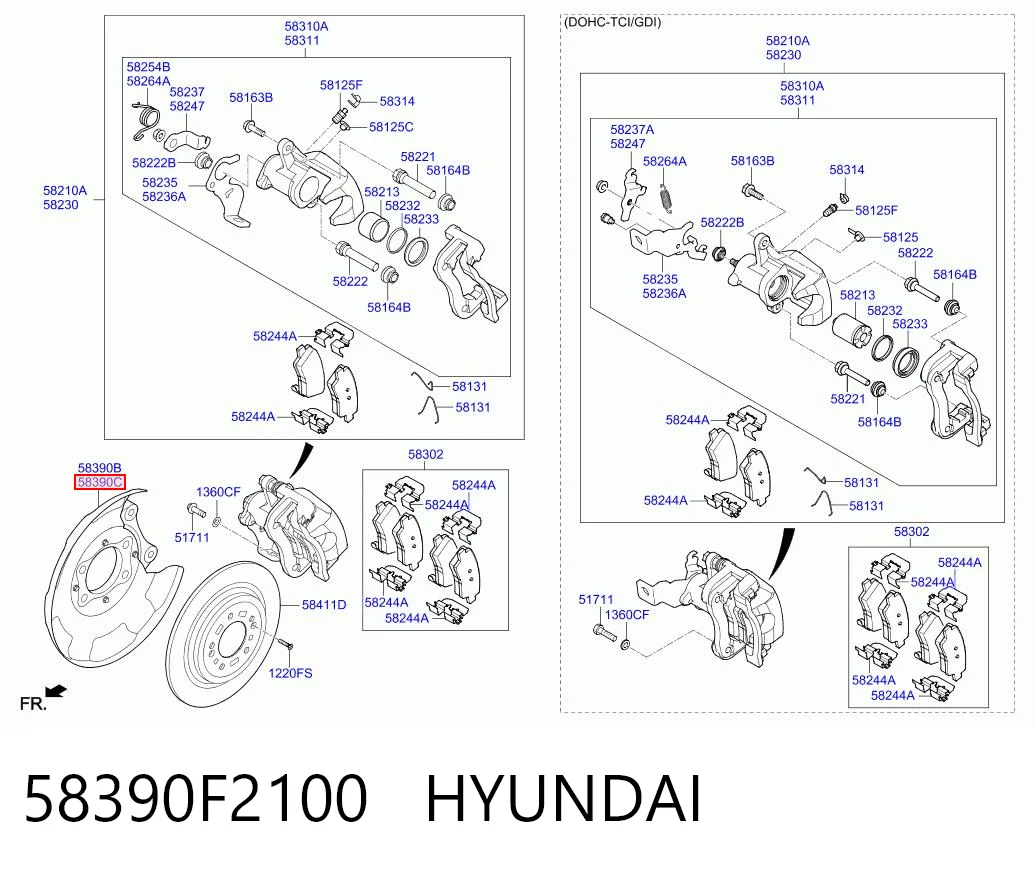 58390F2100 Hyundai/Kia Захист гальмівного диска заднього, правого