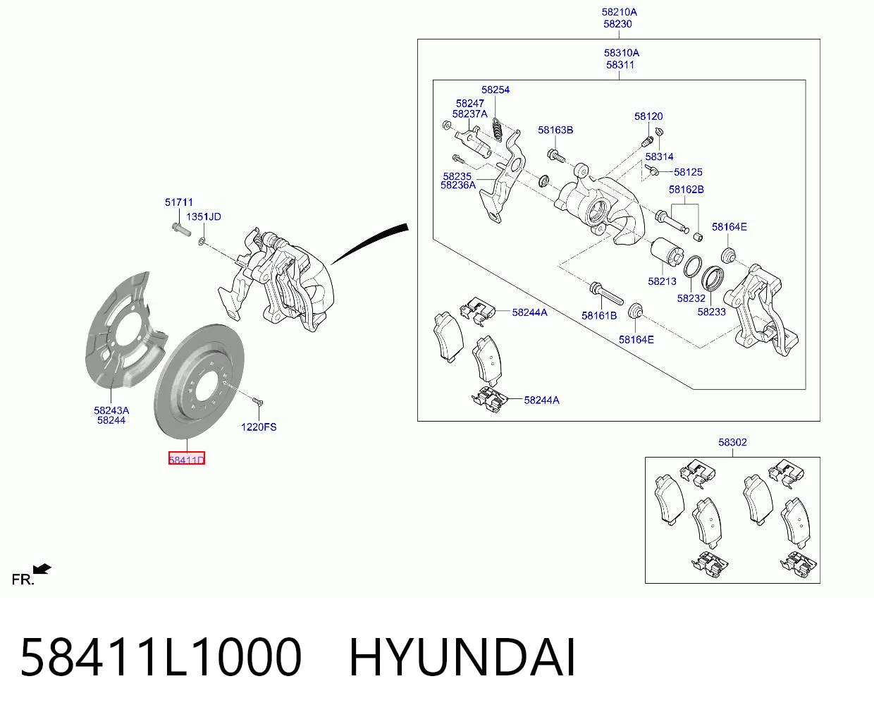 58411L1000 Hyundai/Kia Дискові гальма