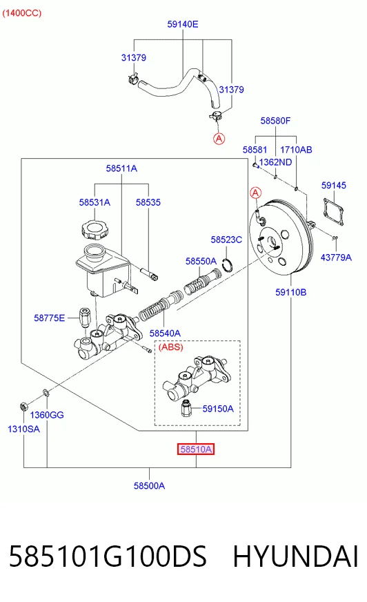 585101G100DS Hyundai/Kia Циліндр гальмівний, головний