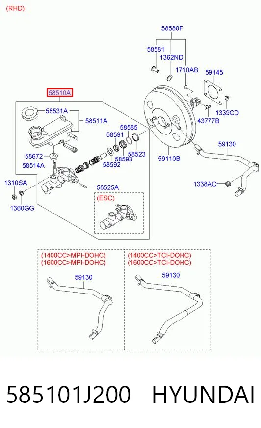 Циліндр головний гальма (Гідротормоз) Hyundai I20 I хетчбек (PB) (2008 - 2012) ціна, від 35.30 USD