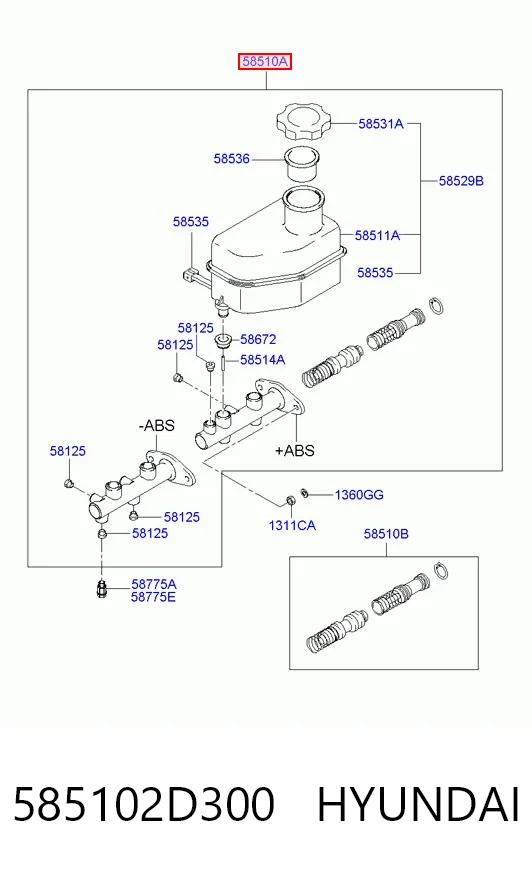 Циліндр головний гальма (Гідротормоз) Hyundai Elantra III седан (XD) (2000 - 2006) ціна, від 46.42 USD