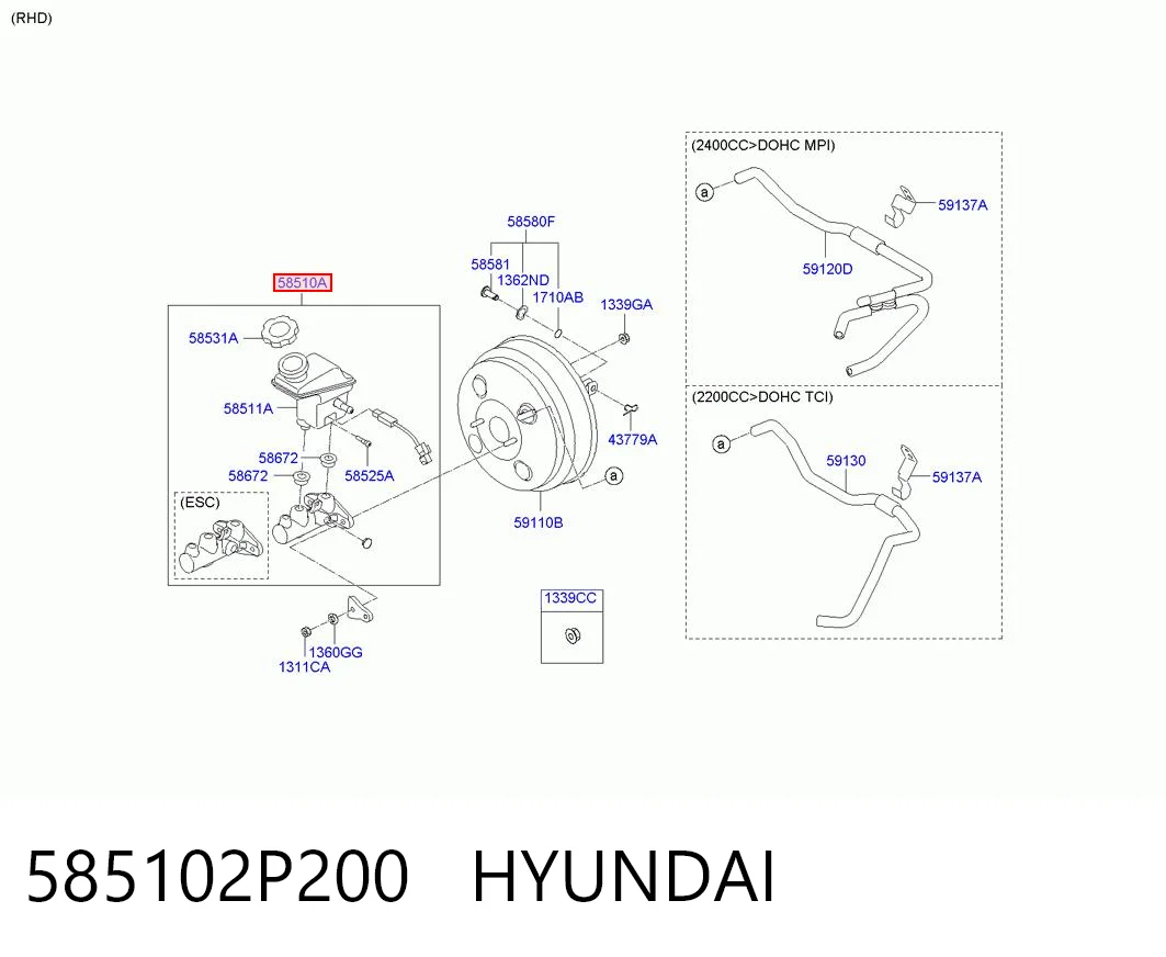 585102P200 Hyundai/Kia Циліндр гальмівний, головний