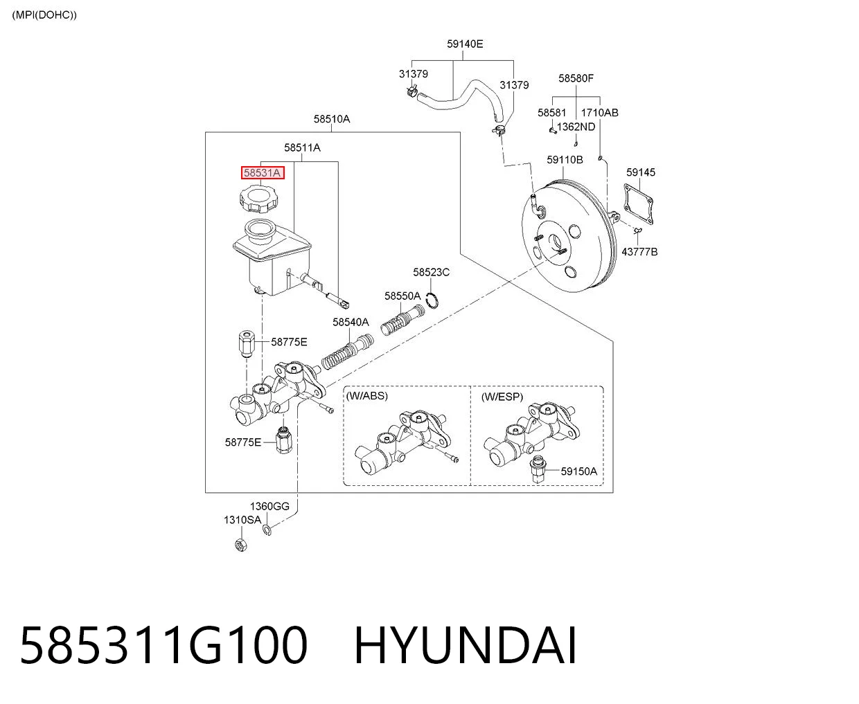 585311G100 Hyundai/Kia Кришка бачка головного гальмівного циліндра