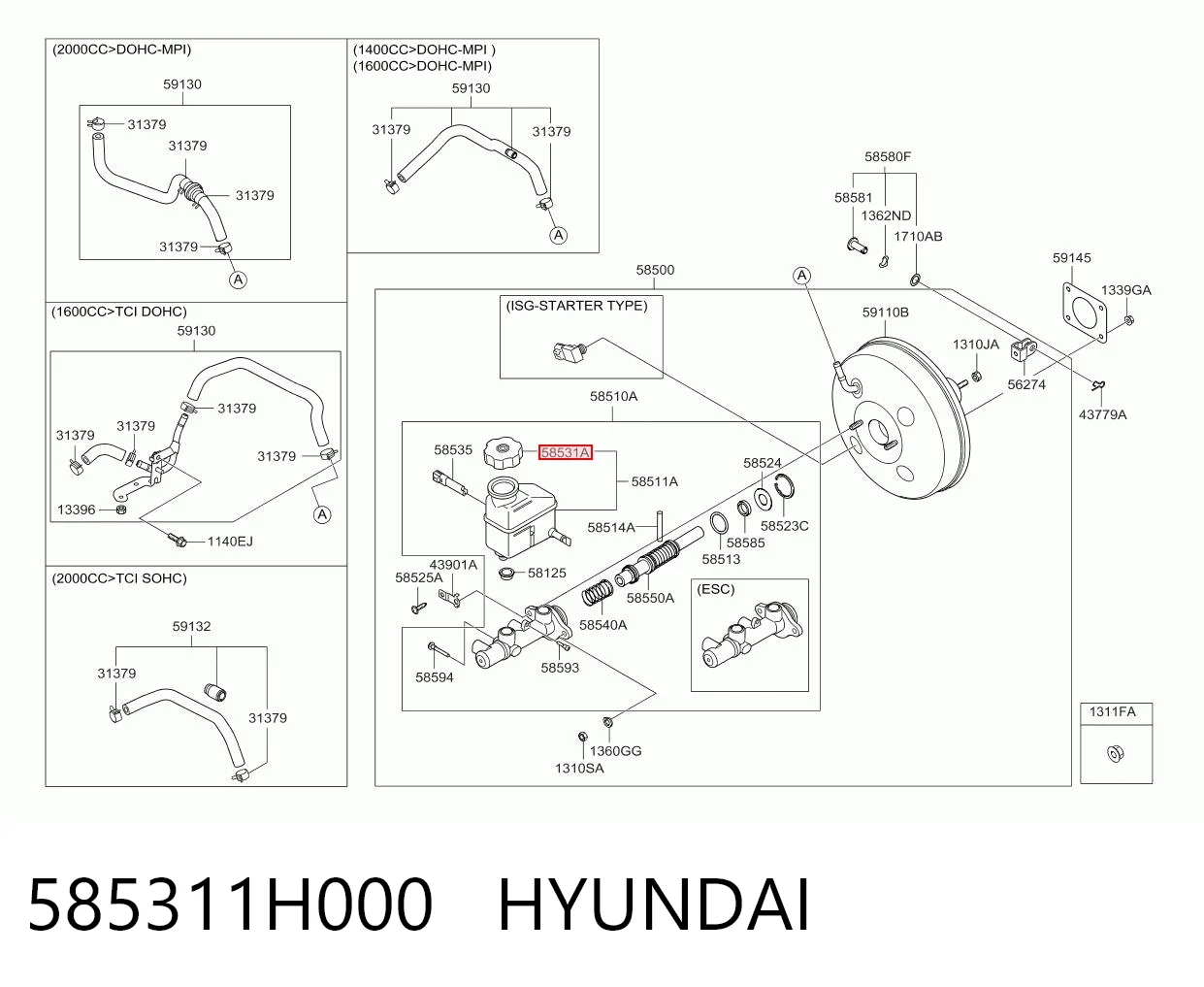 585311H000 Hyundai/Kia Кришка бачка головного гальмівного циліндру