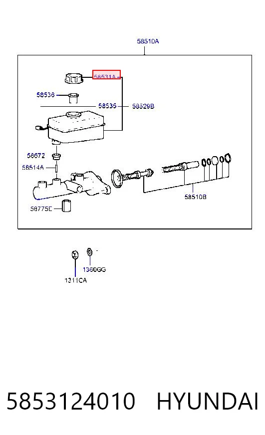 5853124010 Hyundai/Kia Кришка бачка головного гальмівного циліндра