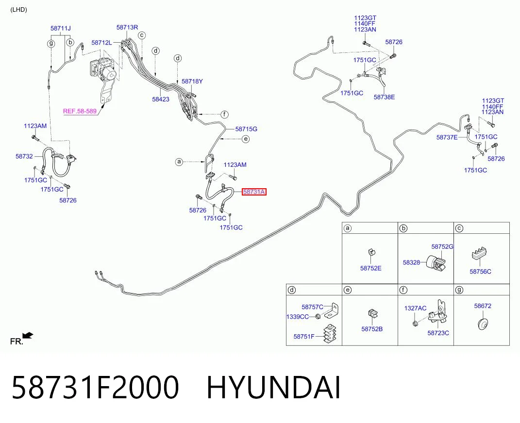 58731F2000 Hyundai/Kia Шланг гальмівний передній, лівий