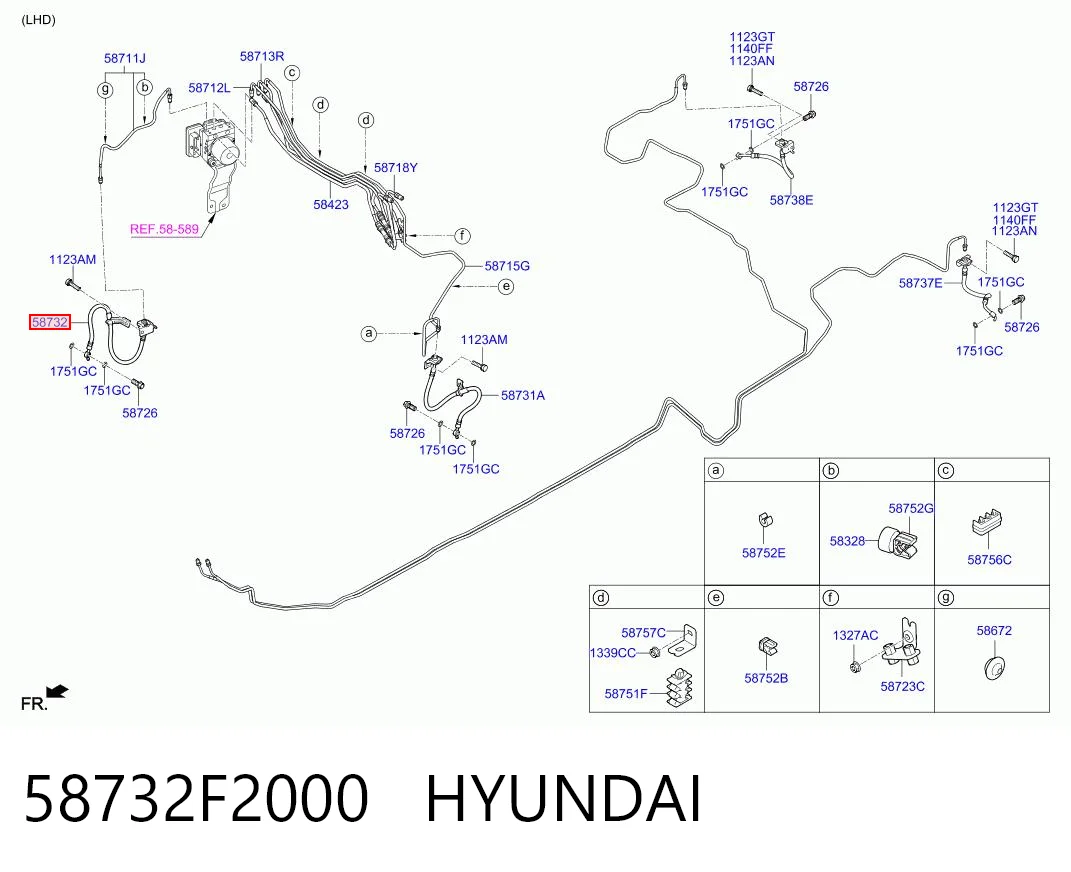 58732F2000 Hyundai/Kia Шланг гальмівний передній, правий