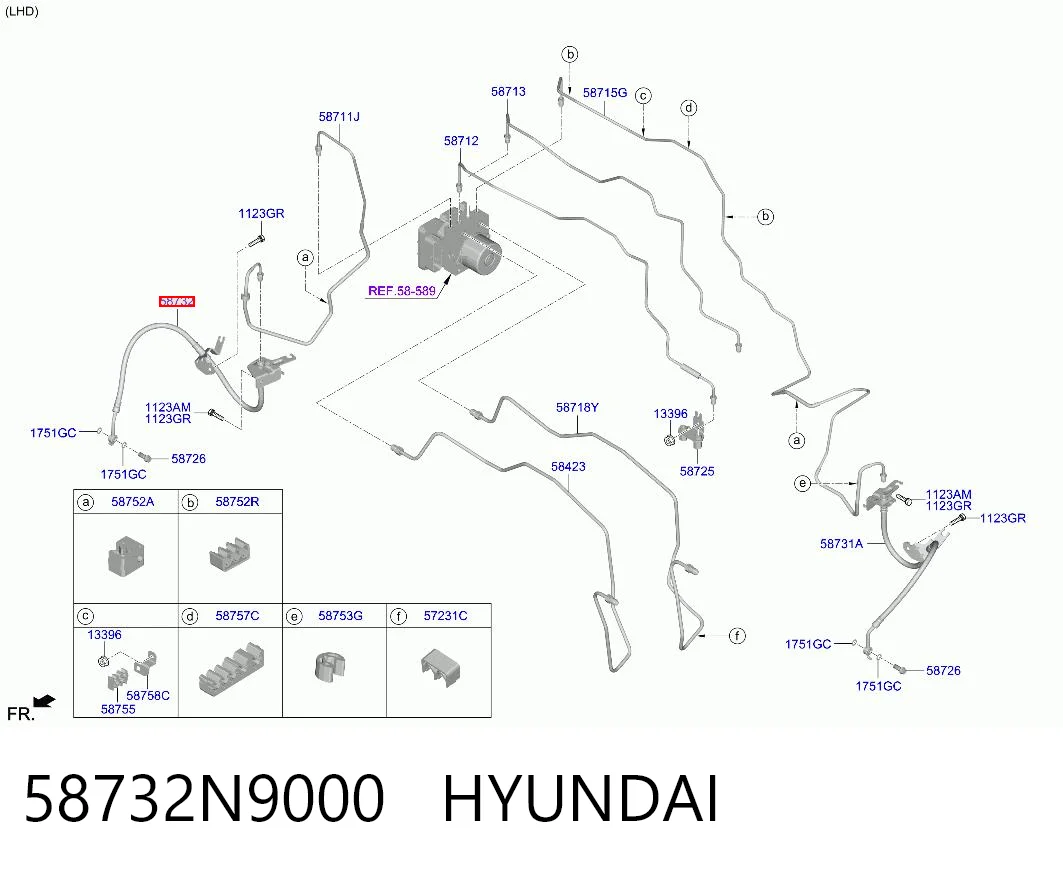 58732N9000 Hyundai/Kia Шланг гальмівний передній, правий