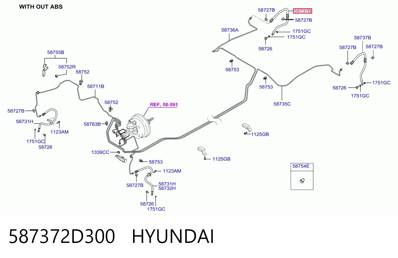 587372D300 Hyundai/Kia Шланг гальмівний задній