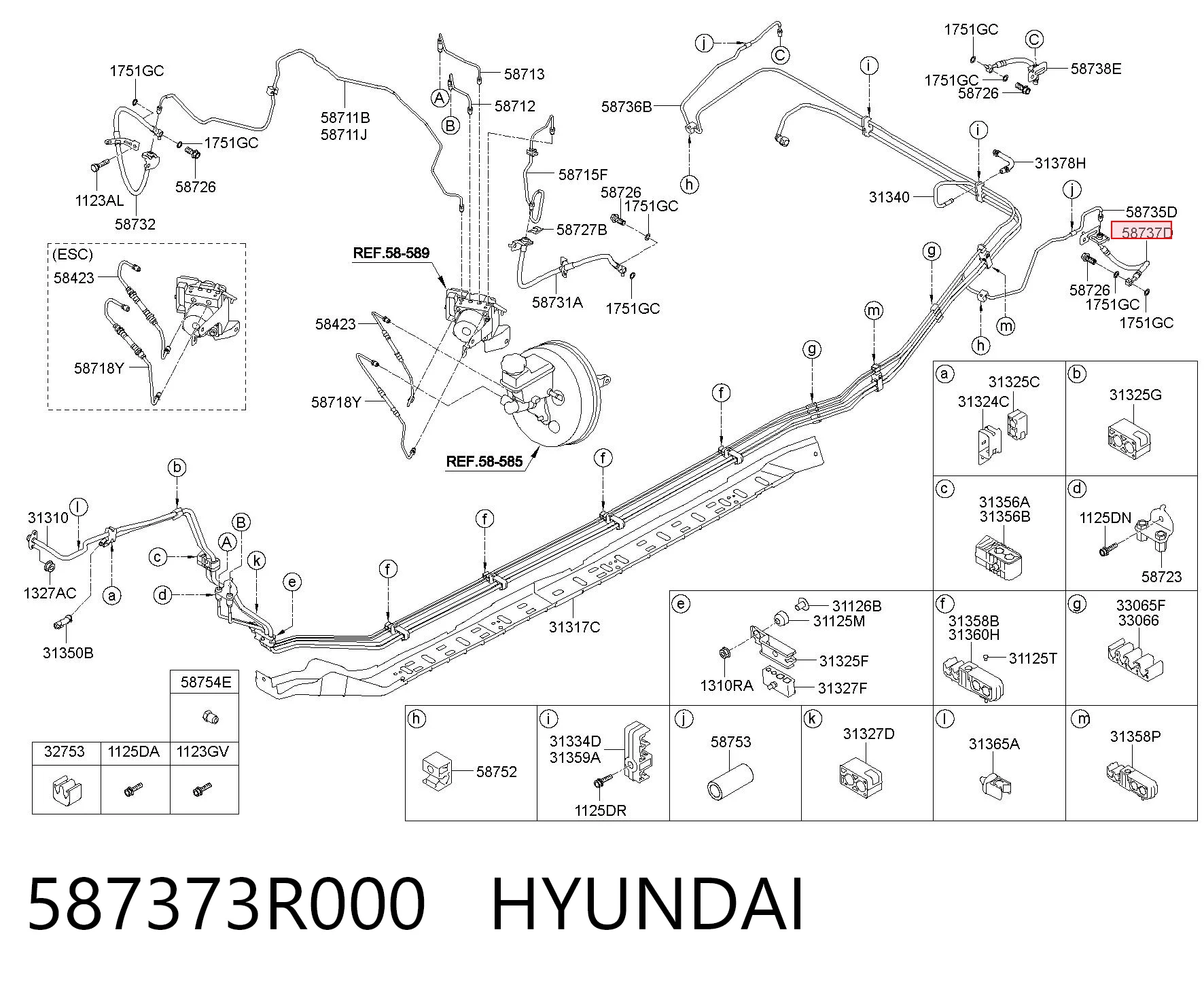 587373R000 Hyundai/Kia Шланг гальмівний задній, лівий