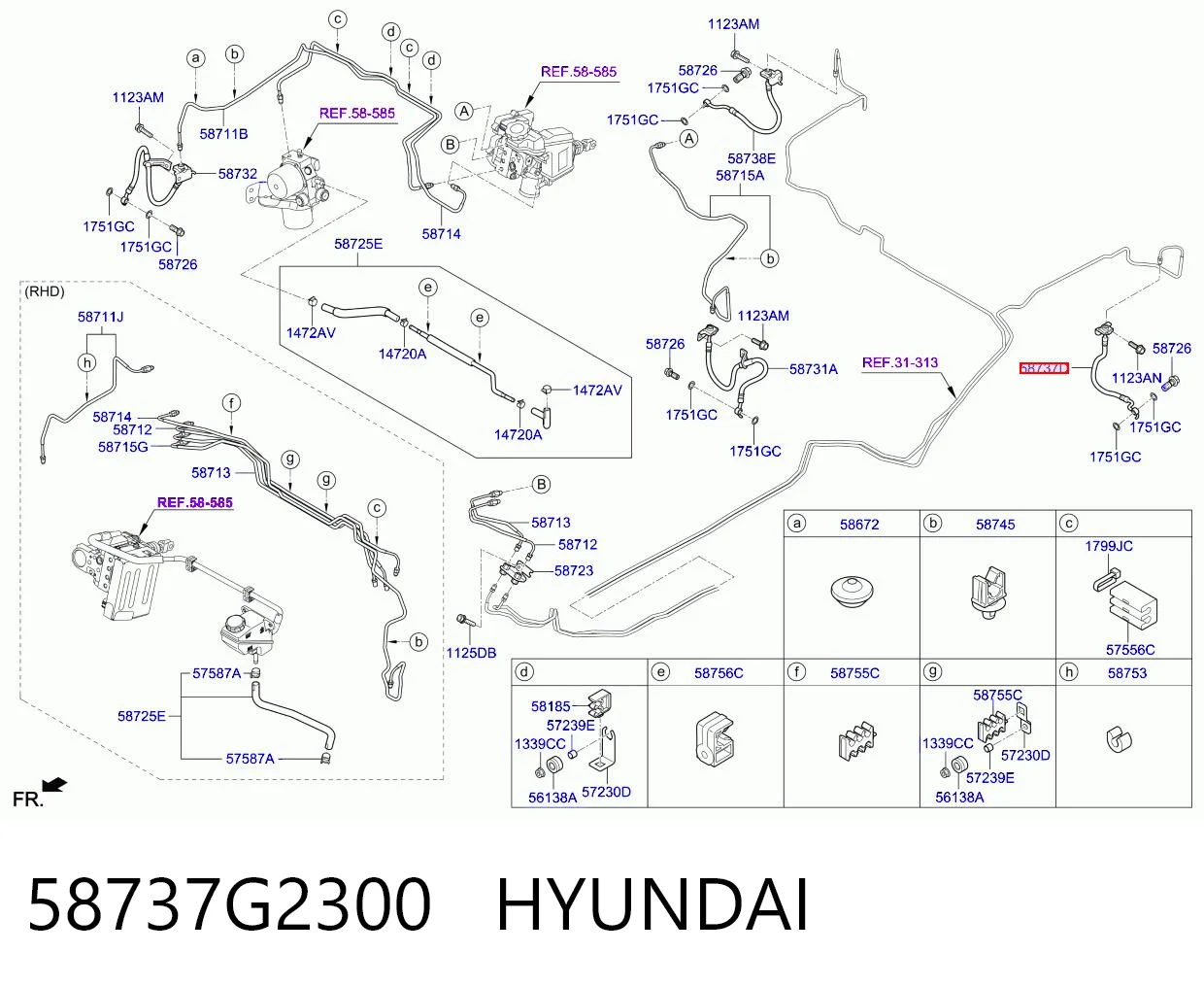 58737G2300 Hyundai/Kia Шланг гальмівний задній, лівий