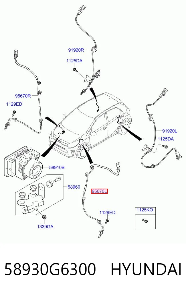 58930G6300 Hyundai/Kia Датчик ABS передній лівий