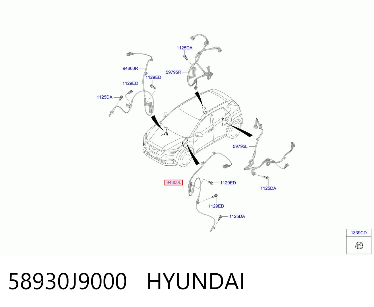 58930J9000 Hyundai/Kia Датчик АБС (ABC) передній, лівий