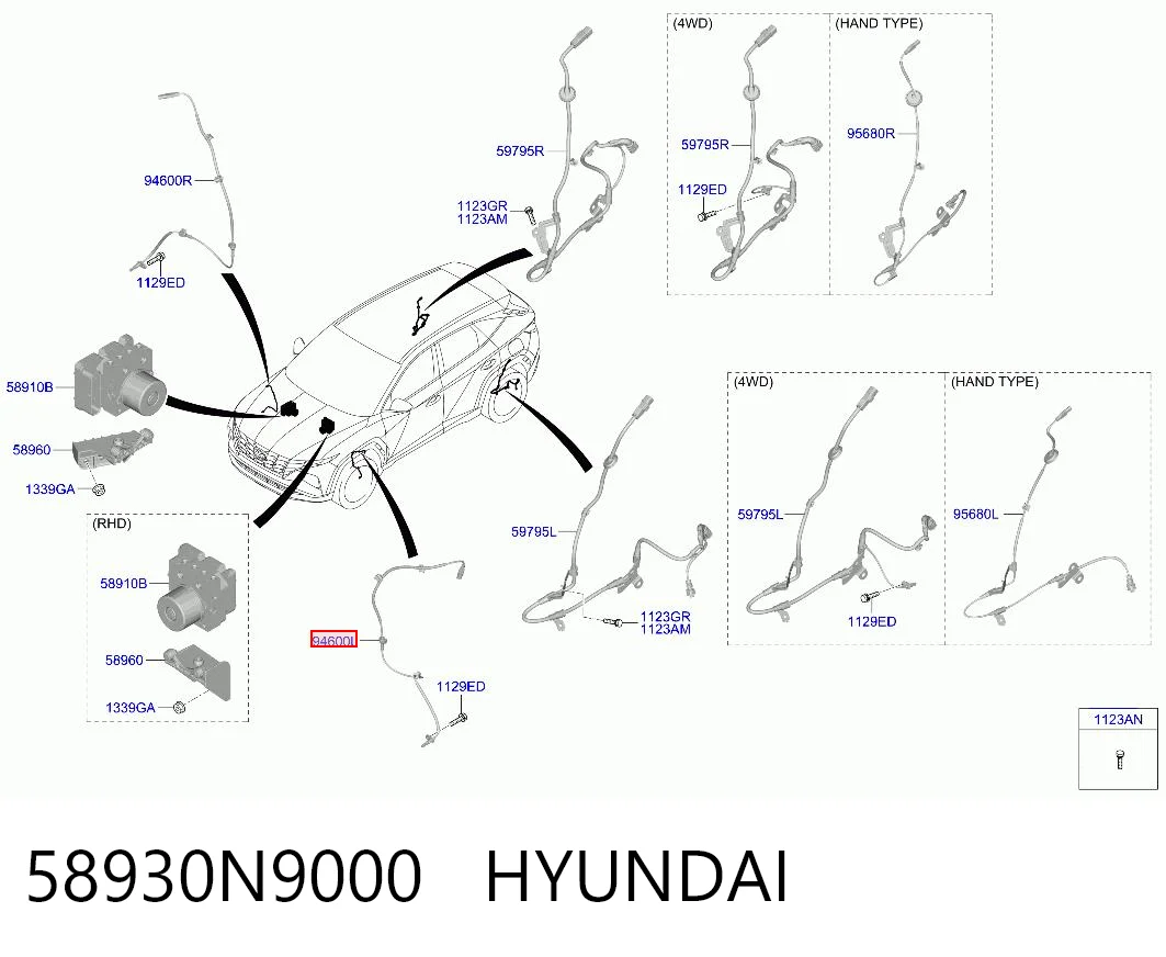 58930N9000 Hyundai/Kia Датчик АБС (ABS) передній, лівий