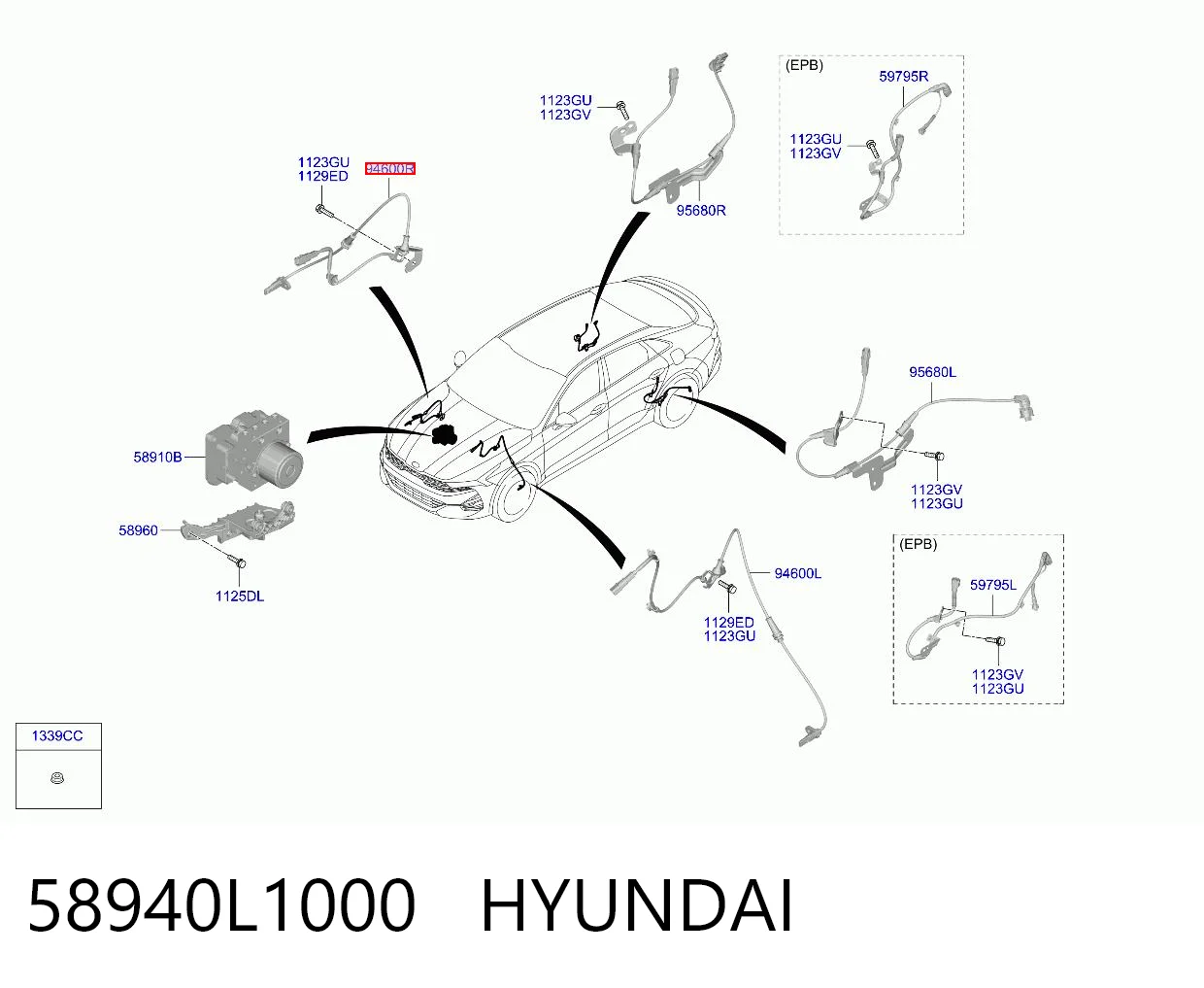 58940L1000 Hyundai/Kia Датчик АБС (ABC) передній, правий