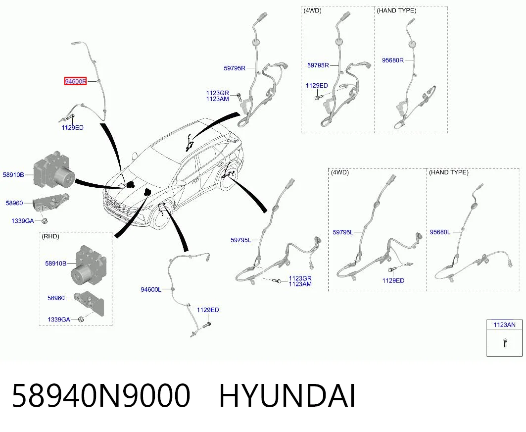 58940N9000 Hyundai/Kia Датчик АБС (ABC) передній, правий
