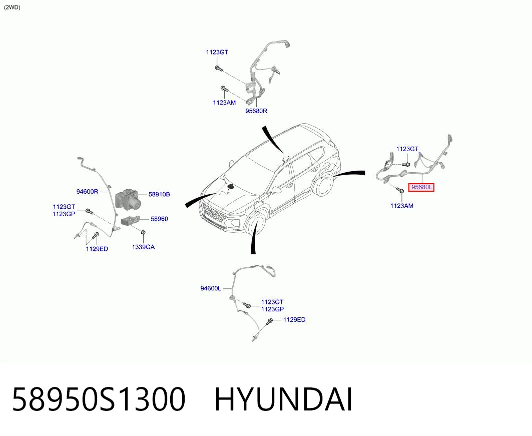 58950S1300 Hyundai/Kia Датчик ABS задній лівий