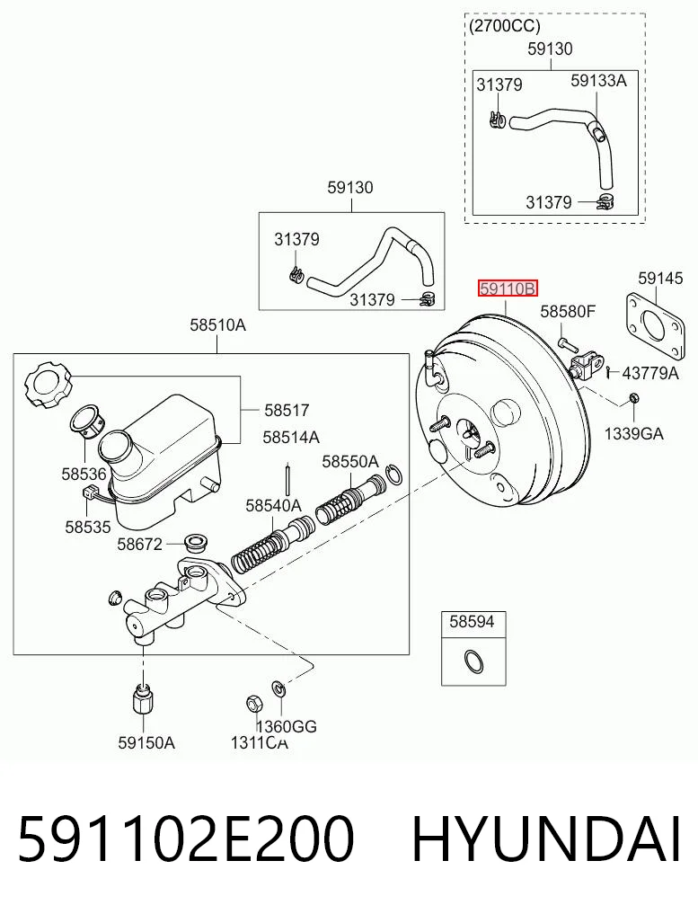591102E200 Hyundai/Kia Підсилювач гальм вакуумний