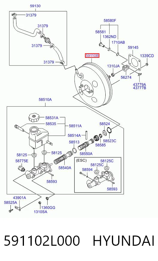 591102L000 Hyundai/Kia Підсилювач гальм вакуумний