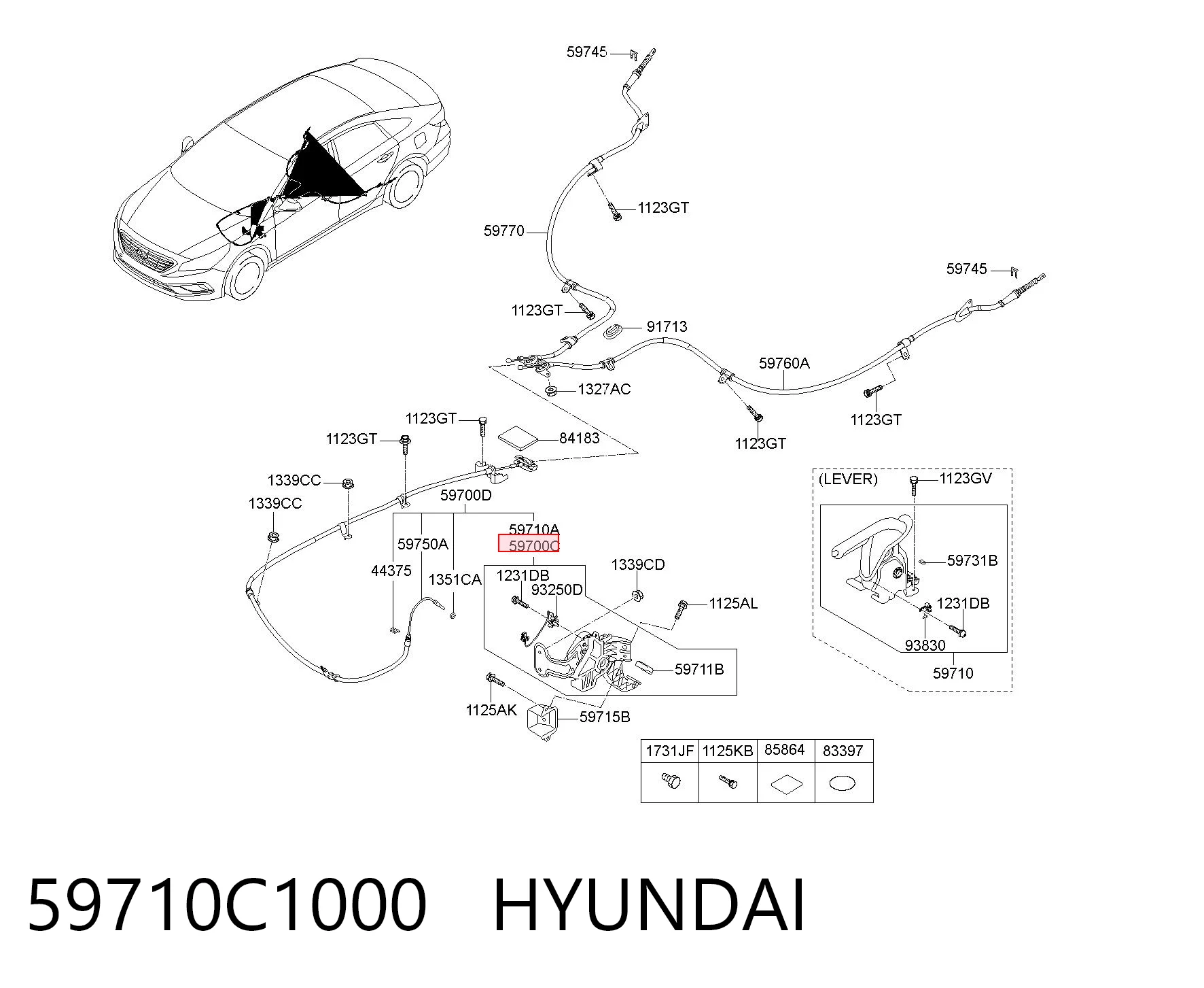 59710C1000 Hyundai/Kia Привід гальма стоянки (управління ручним гальмом)