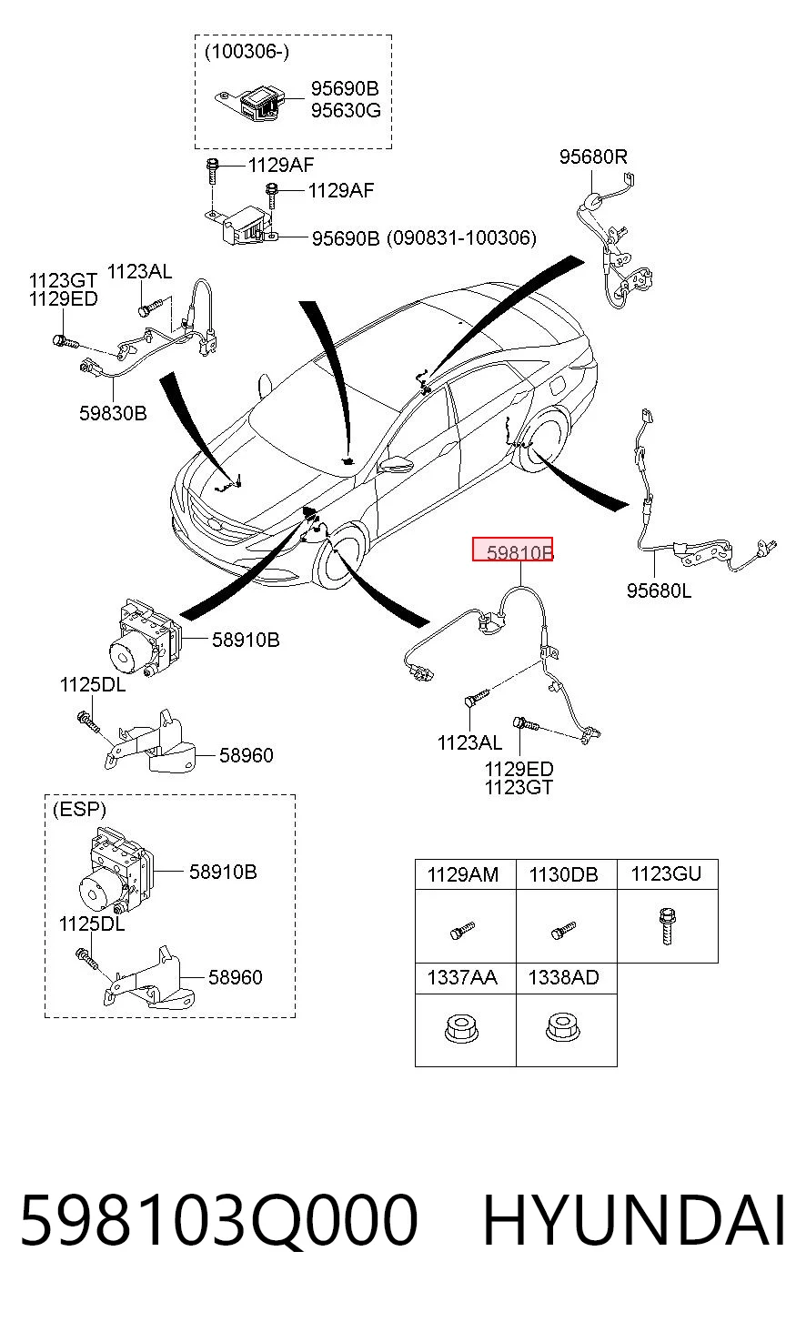 598103Q000 Hyundai/Kia Датчик ABS передній лівий