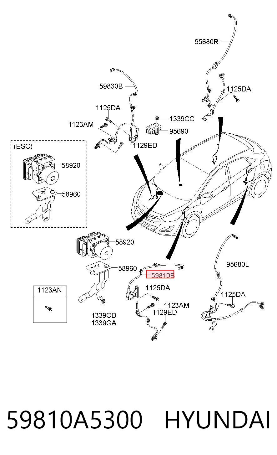 59810A5300 Hyundai/Kia Датчик ABS передній лівий
