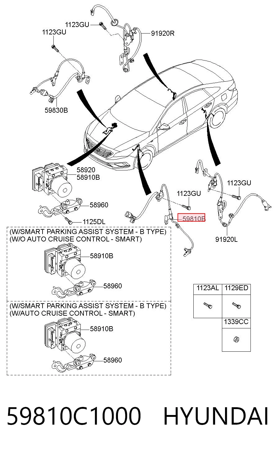 59810C1000 Hyundai/Kia Датчик ABS передній лівий