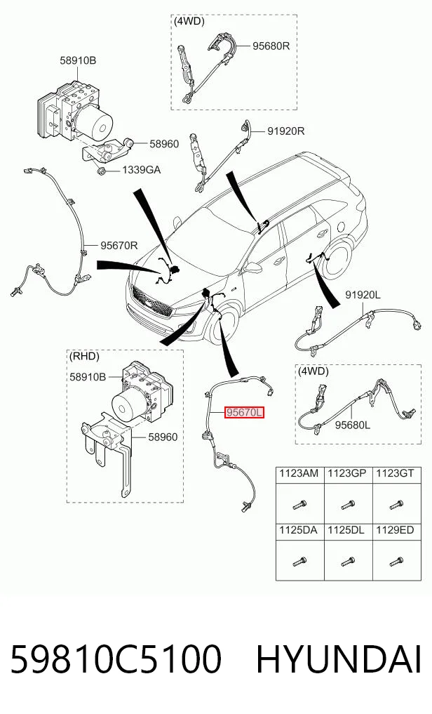 59810C5100 Hyundai/Kia Датчик АБС (ABC) передній, лівий