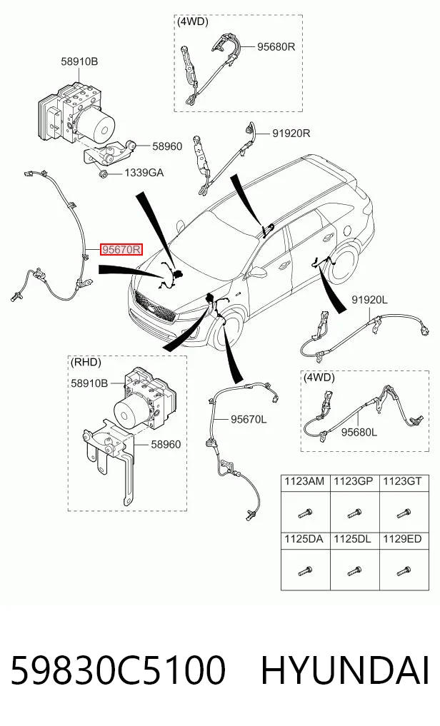 59830C5100 Hyundai/Kia Датчик АБС (ABC) передній, правий