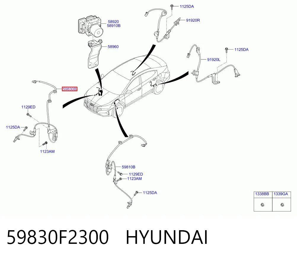 59830F2300 Hyundai/Kia Провід датчика АБС передній правий