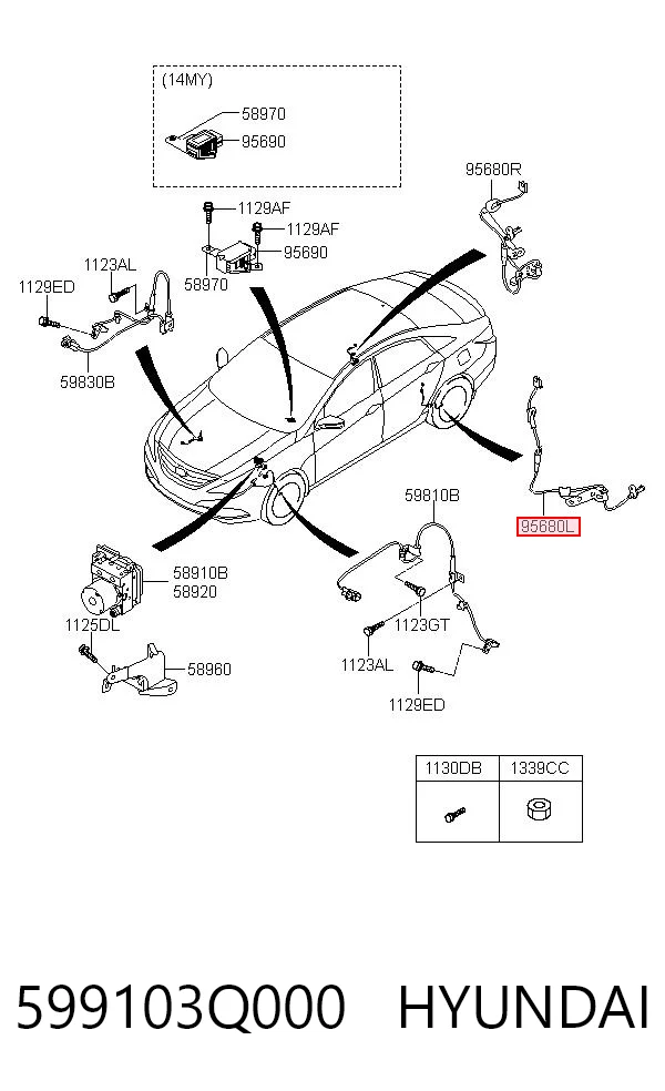 599103Q000 Hyundai/Kia Датчик ABS задній лівий